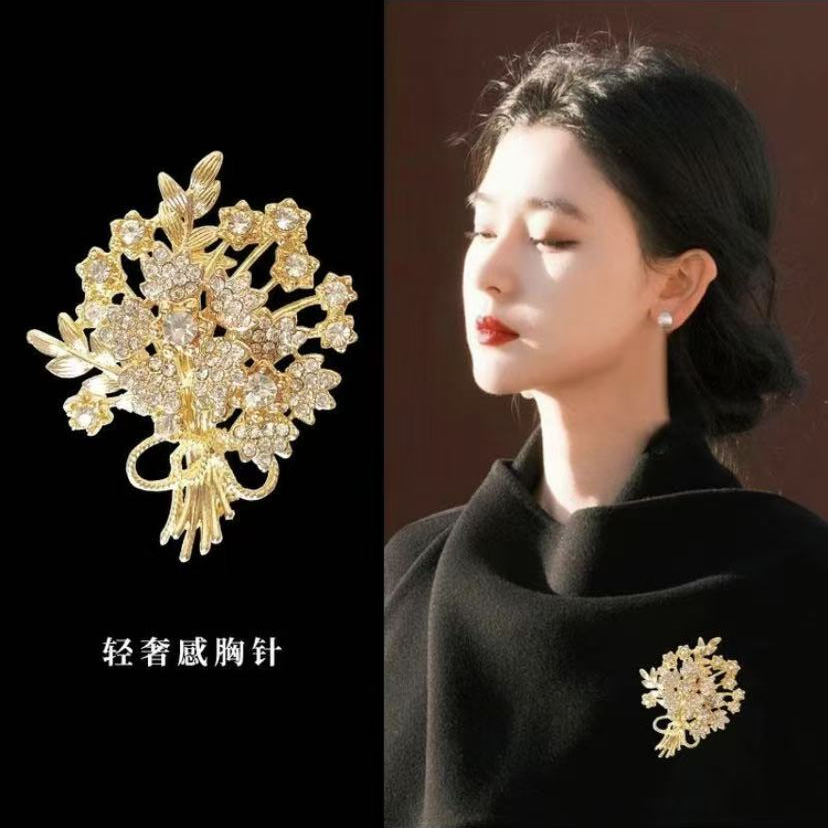 铜合金合成锆石胸针 【发财树】轻奢胸针胸针超闪精致胸花
