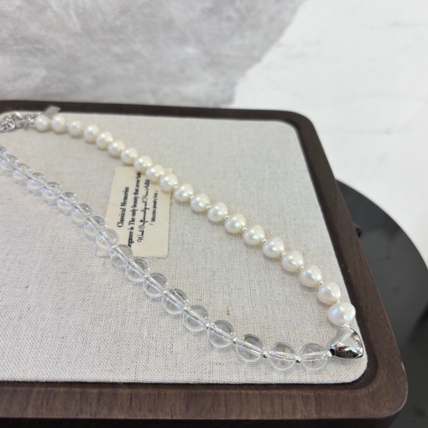 铜合金仿珍珠项链 爱心zz项链XL2471