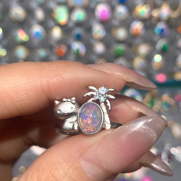 欧泊福利戒指银S925镶嵌