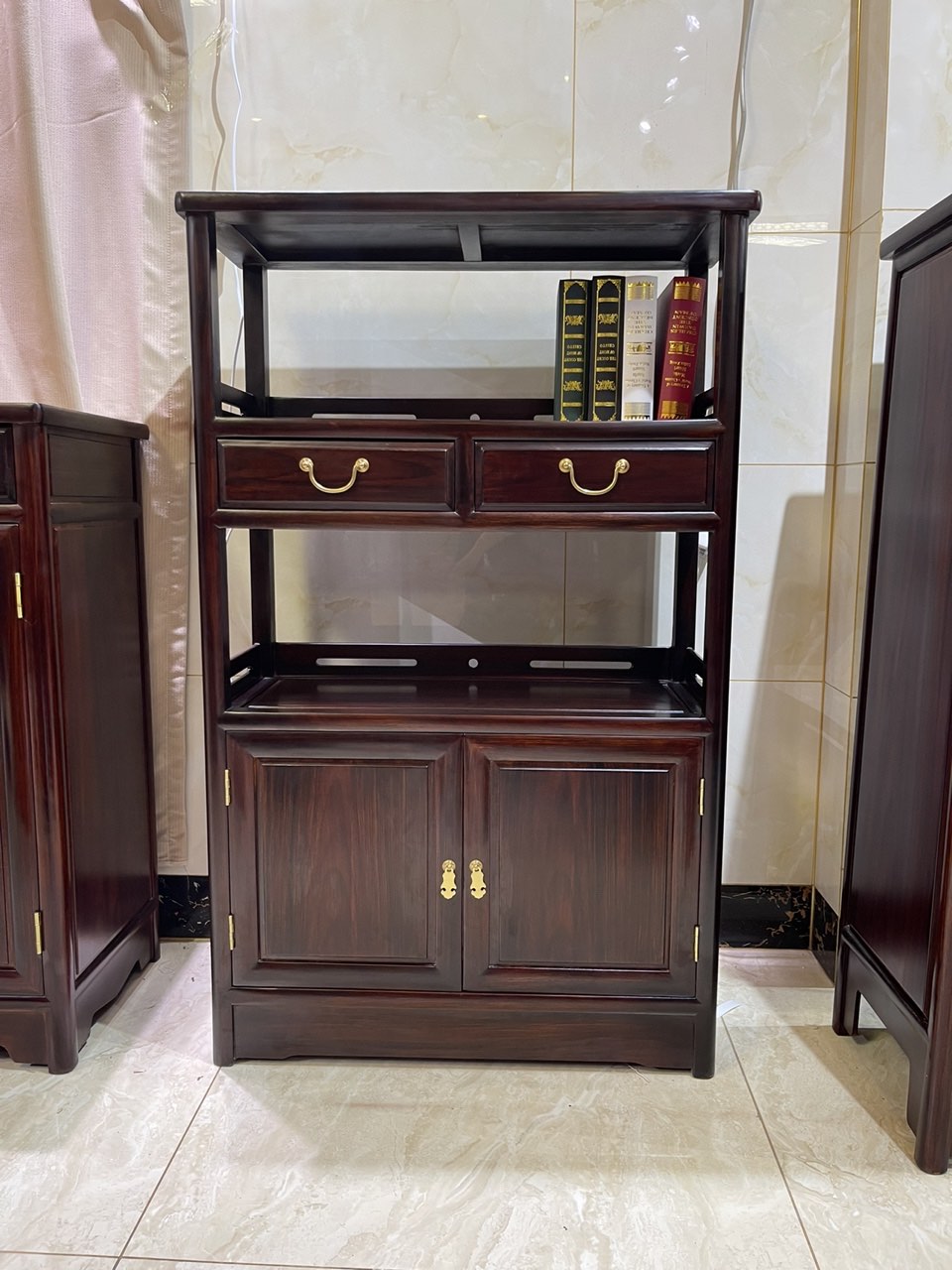 唐尊阁红木黑酸枝木多功能茶水柜储物柜新中式风格尺寸80*34*128