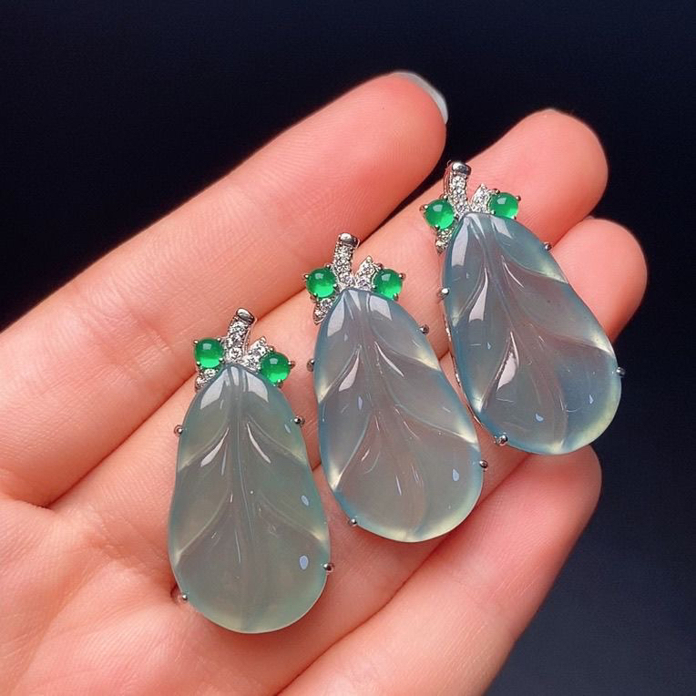 高品质金枝玉叶高冰吊坠冰种翡翠玉石挂件