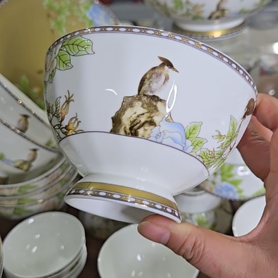 陌***笑瓷片微瑕琴瑟和鸣4.5寸4个米饭碗6666