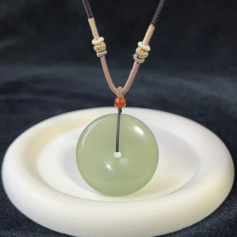 XA49天然岫玉大尺寸平安扣 男女情侣款玉佩