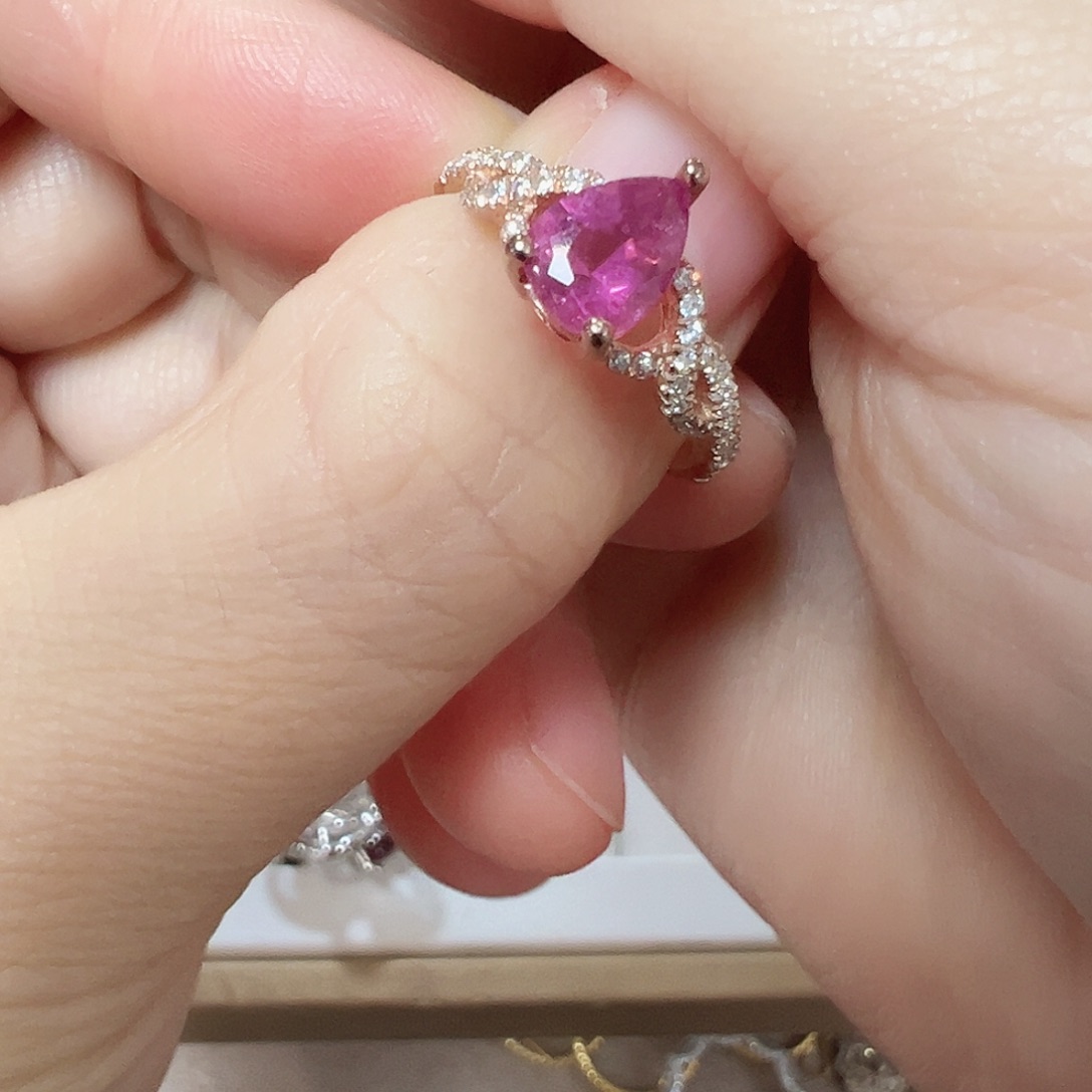 般***若银S925镶嵌碧玺戒指15号