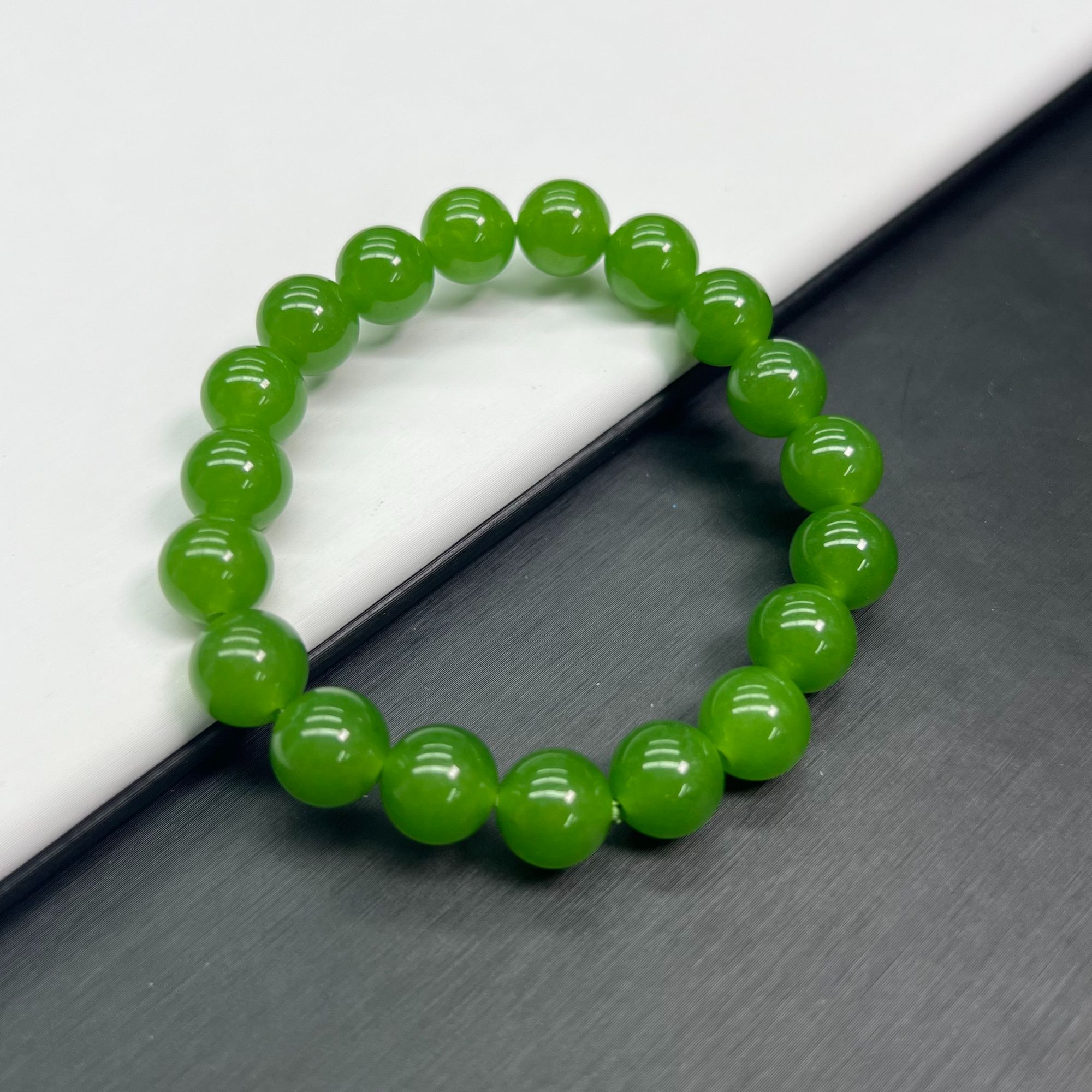 【精品】果绿单圈10mm手串百搭 A364