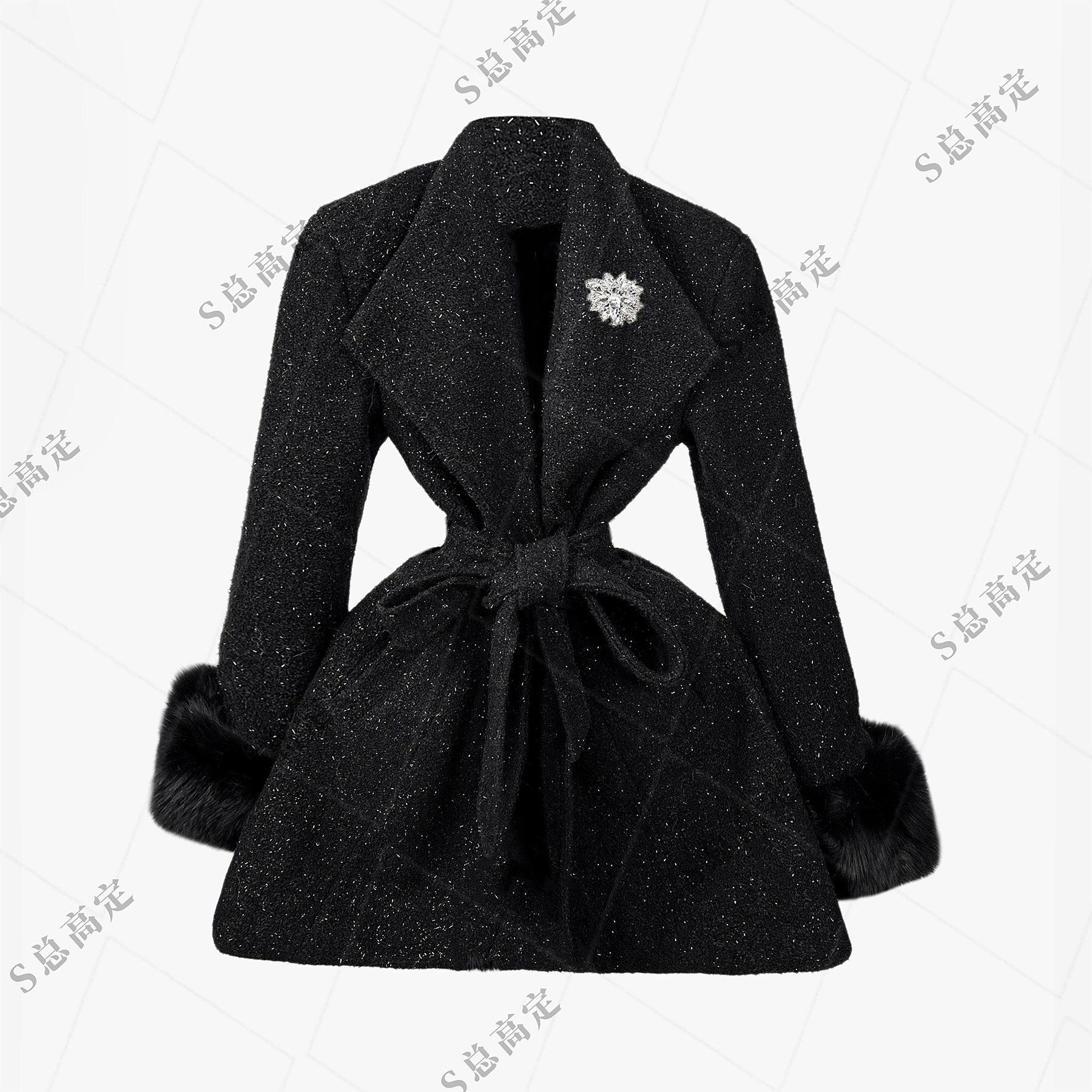 【莎总专属】冬季新款高级高奢风拼接设计气质显瘦短外套女D0293