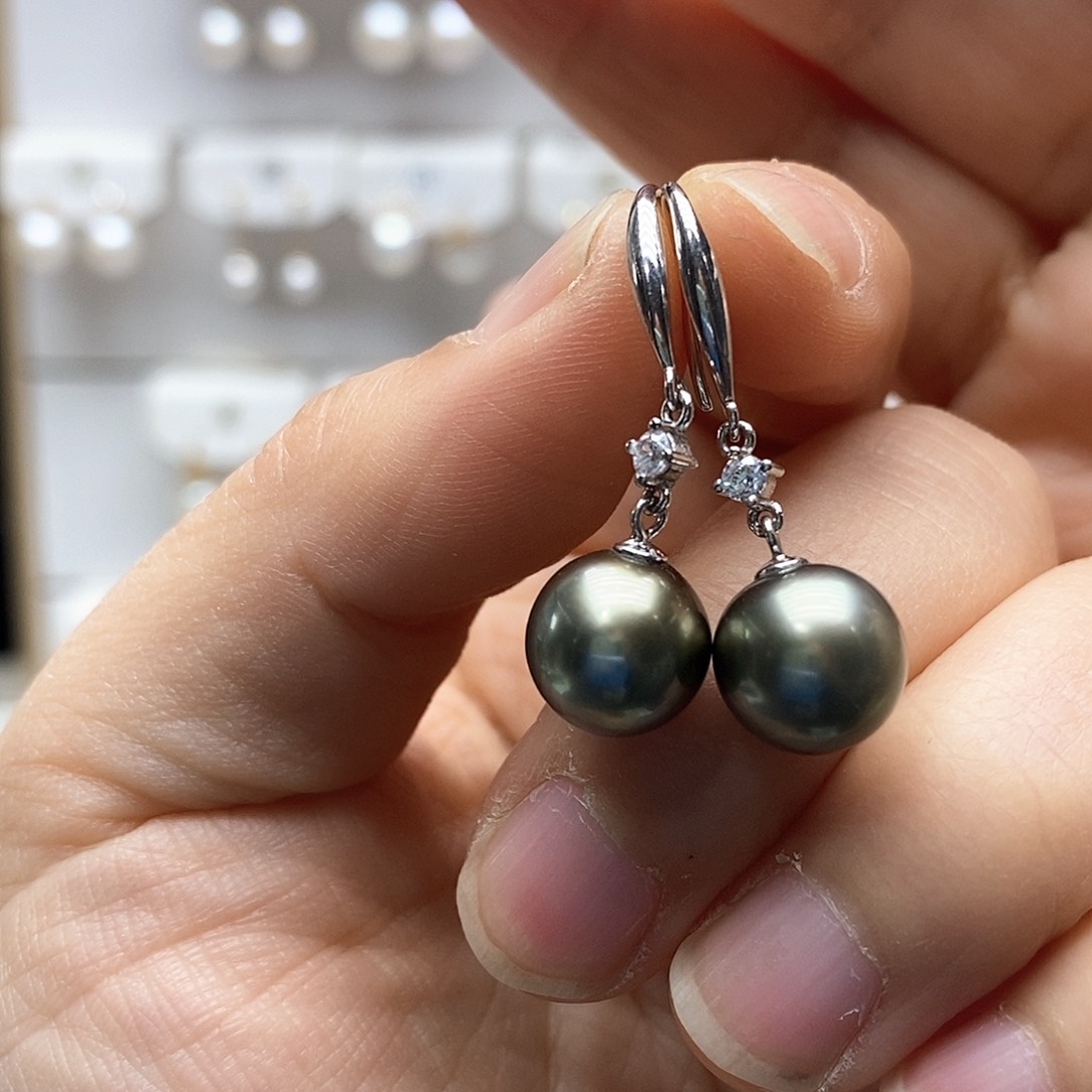 海水珍珠耳饰银S925镶嵌