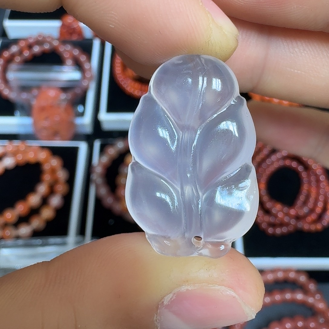 南红玛瑙未镶嵌川料瓦西荔枝冻叶子5.6g