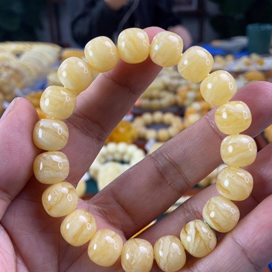 琥珀珠宝奇石未镶嵌12虎皮纹同料串18.96