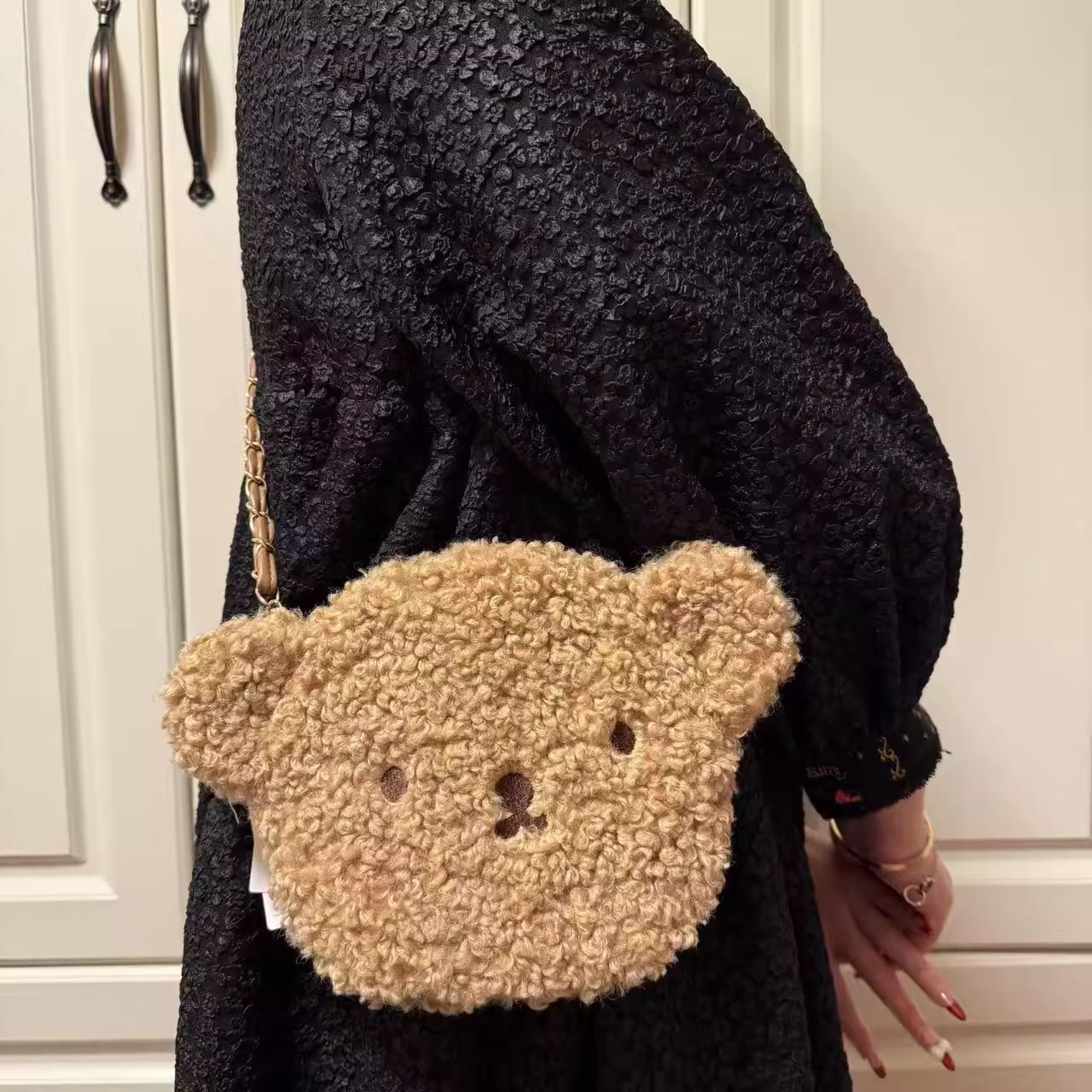 出口原单可爱卡通毛绒小熊miffy斜挎包女生卡通软萌手机包单肩包