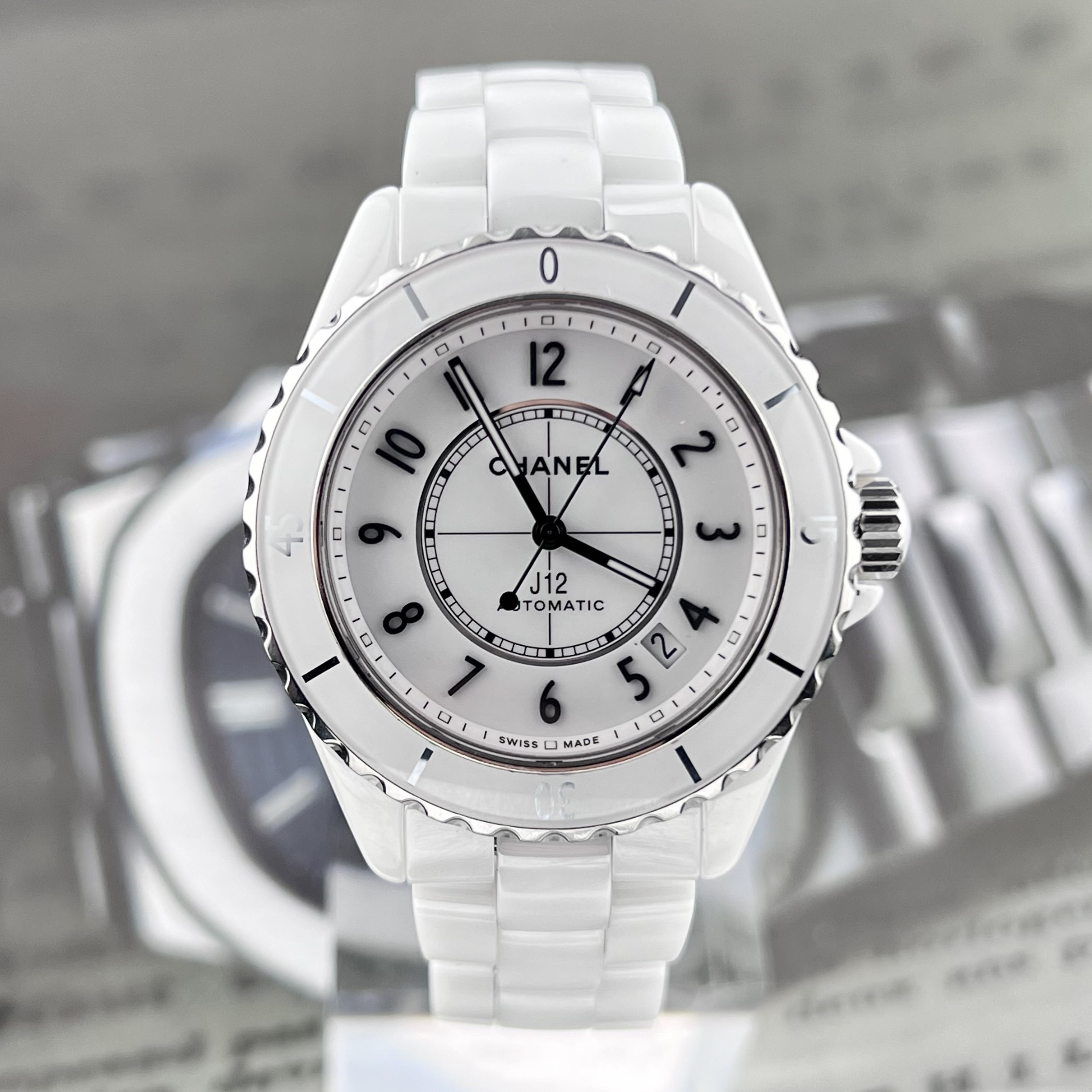 99新 Chanel/香奈儿 24年全套 38mm J12 白陶瓷 背透 机械