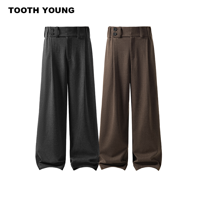 TOOTH YOUNG【锁温西裤】420g冬季显瘦保暖男毛呢西裤直筒休闲裤