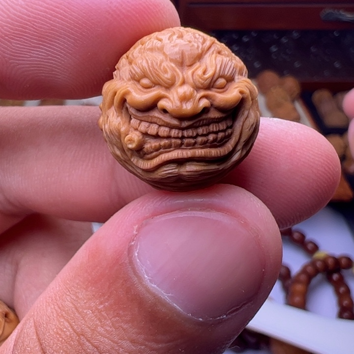 猴头核桃吊坠精修火焰纹烟鬼18