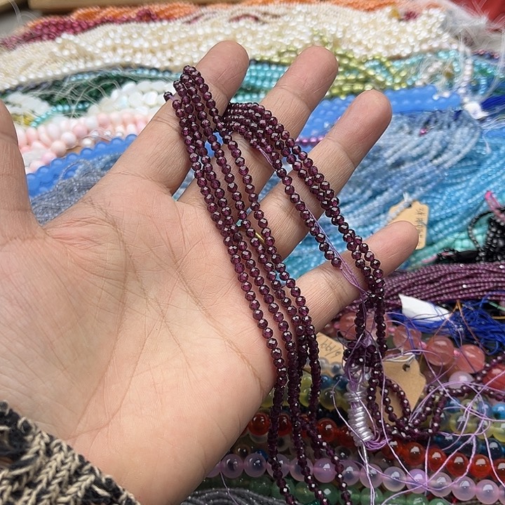 玛瑙/玉髓珠宝半成品未镶嵌一条3mm紫牙乌石榴石刻面