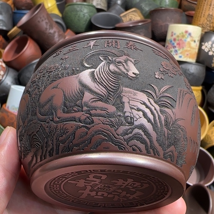 茶杯绿泥全手工紫砂