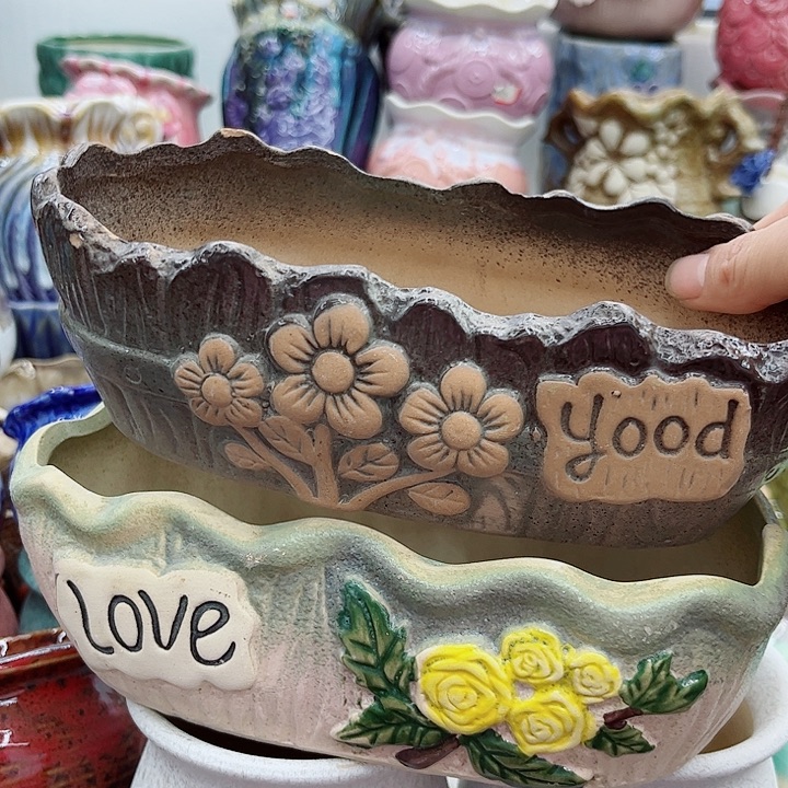 多肉绿植陶瓷花盆9.9包邮，有孔