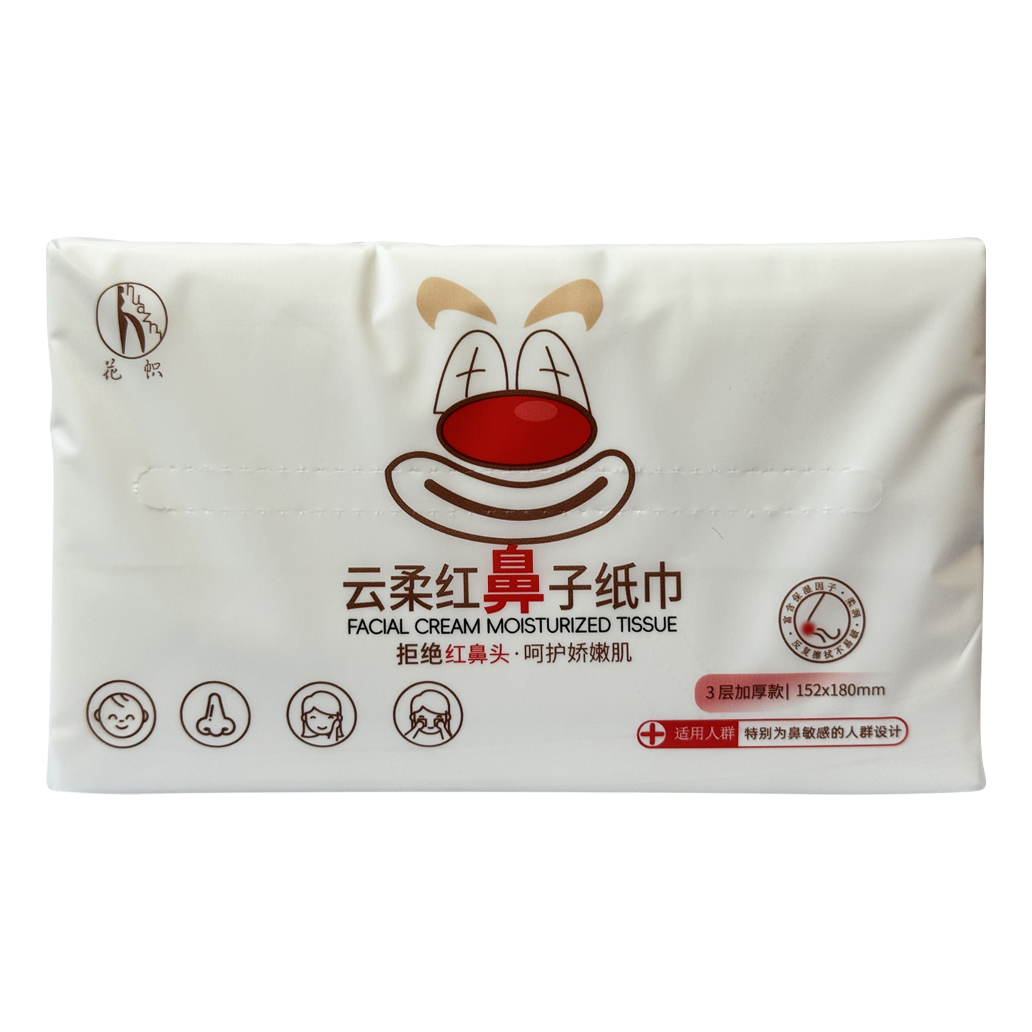 花帜云柔红鼻子纸巾152mm*180mm*3层/包