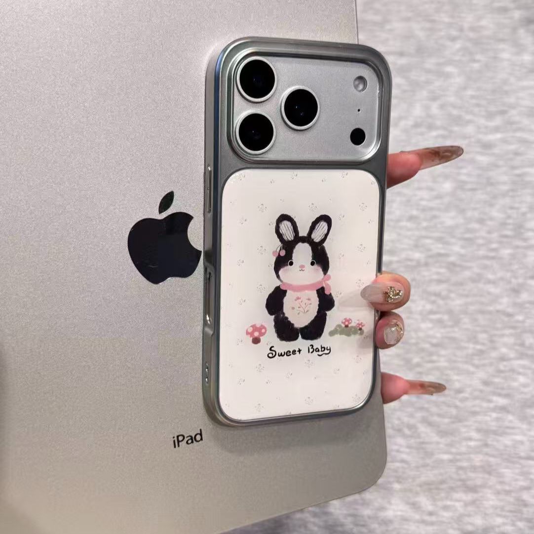 新款韩系黑色小兔滴胶手机壳适用苹果17pro小米15reno14/9华为p70