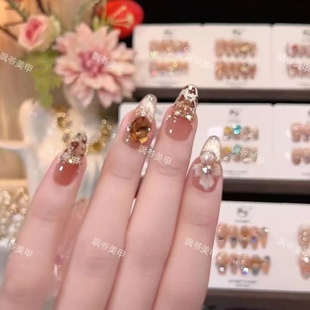 【落日豹纹】-美甲店手工穿戴甲-可重复佩戴