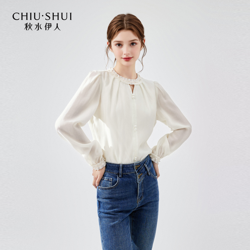 【品牌专属】秋水伊人法式优雅雪纺衫2024年秋季新款女装高级感莱