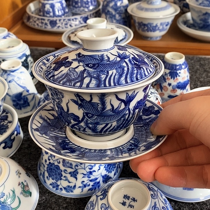 【龙序】鱼藻三才盖碗