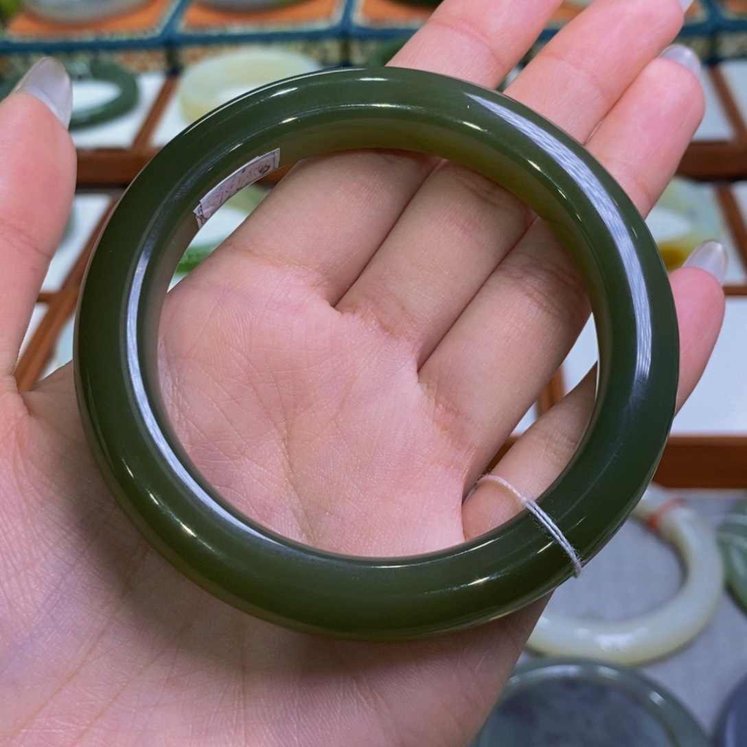 和田玉手镯未镶嵌青海冰胶湖水绿59/60