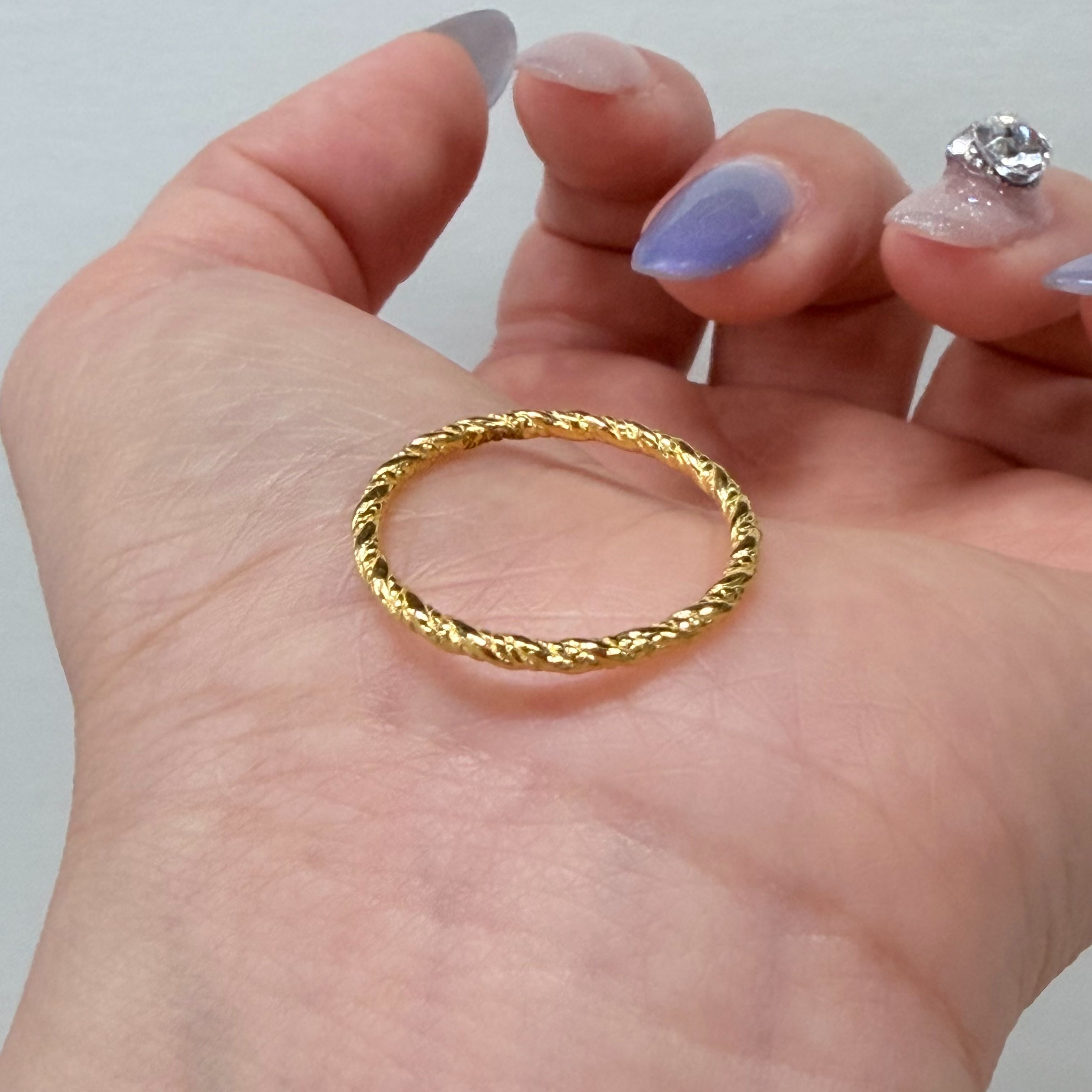 【金戒指】麻花黄金戒指5G足金999精致百搭通勤零附加