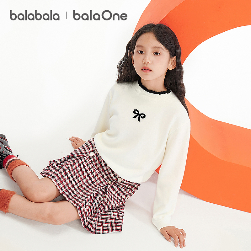 【balaOne】巴拉巴拉童装女童毛衫儿童2025新款冬毛衣甜美针织衫洋