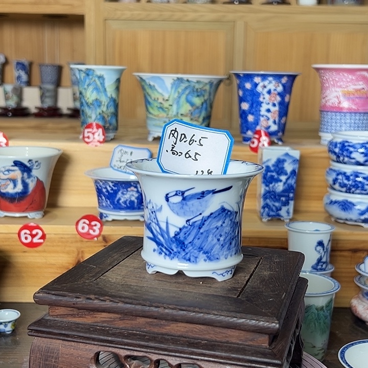 墨爱手绘陶瓷花盆内口6.5高6.5