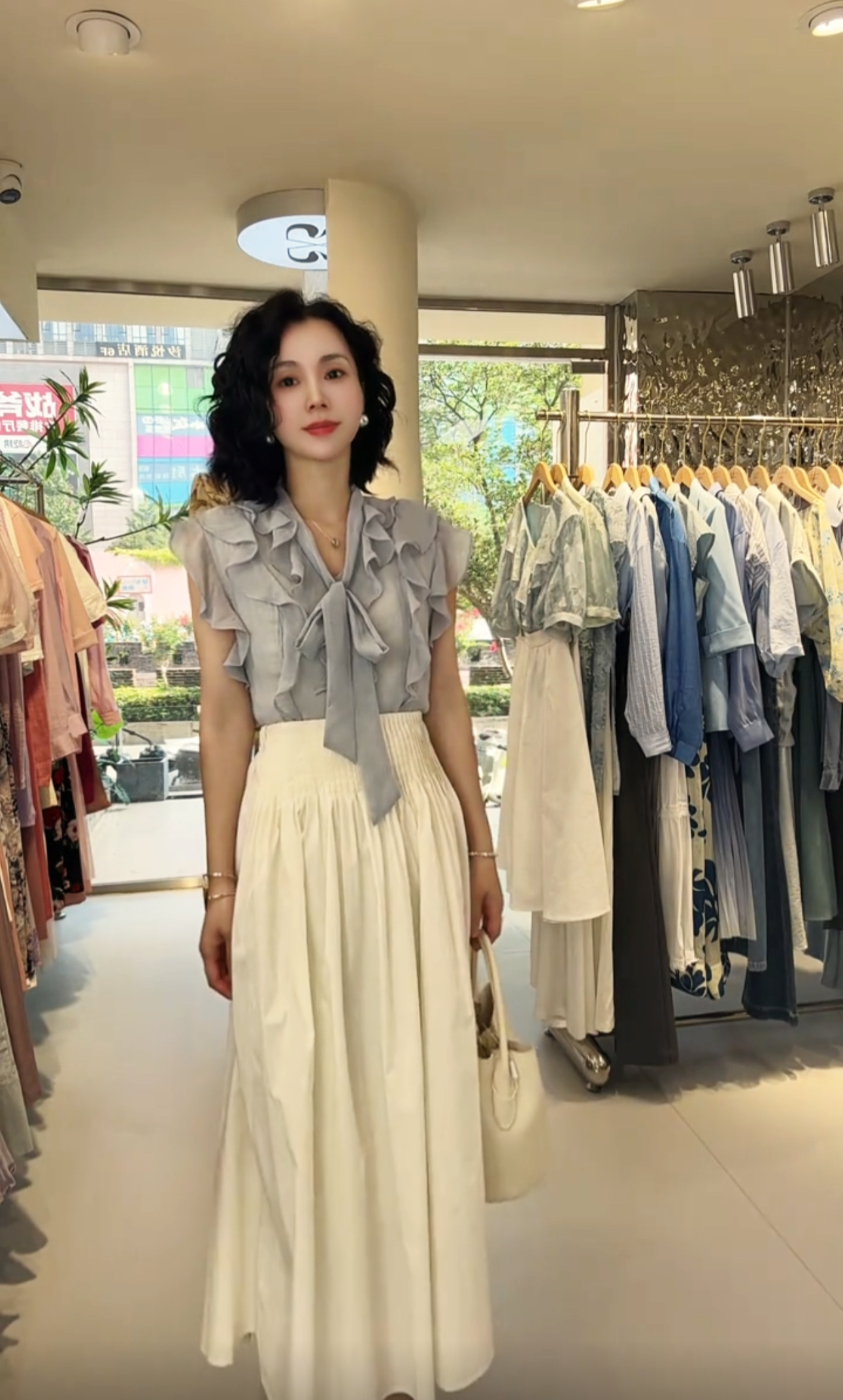 604*超温柔的粉色 高腰百褶大摆A字半身裙