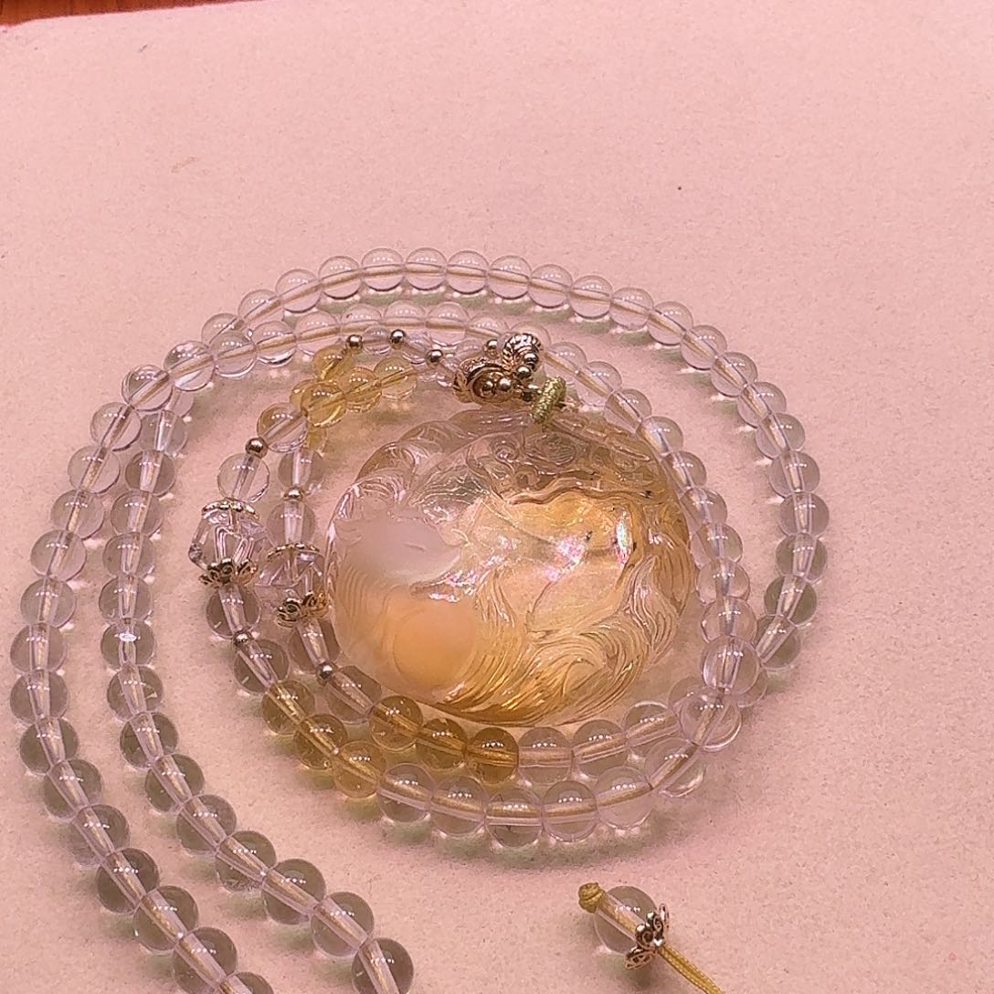 水晶颈饰未镶嵌天然水晶狐狐吊坠