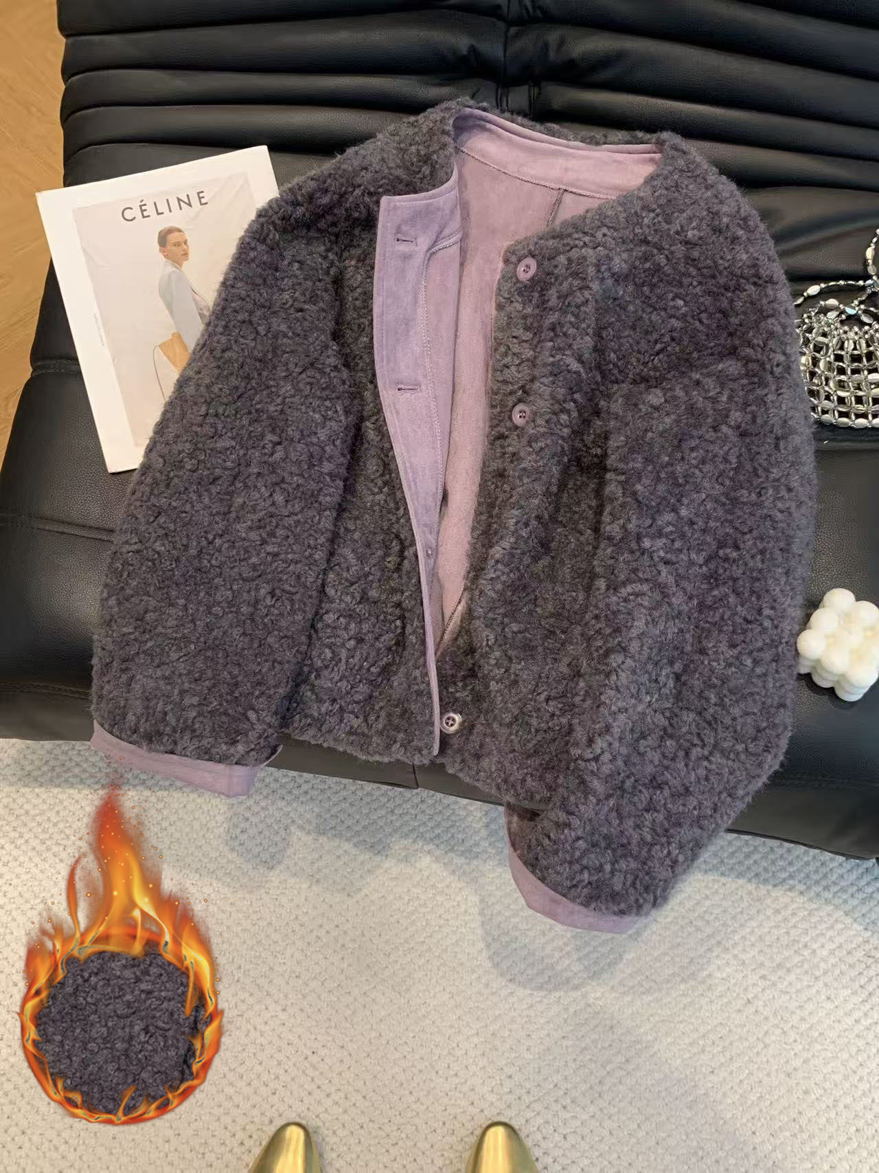 复古圈圈毛毛呢外套女欧洲站2025秋装新款欧货女装羊羔服潮