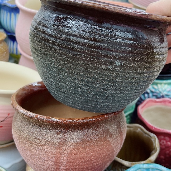 多肉绿植陶瓷花盆9.9包邮，有孔