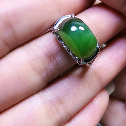 和田玉银S925镶嵌戒指