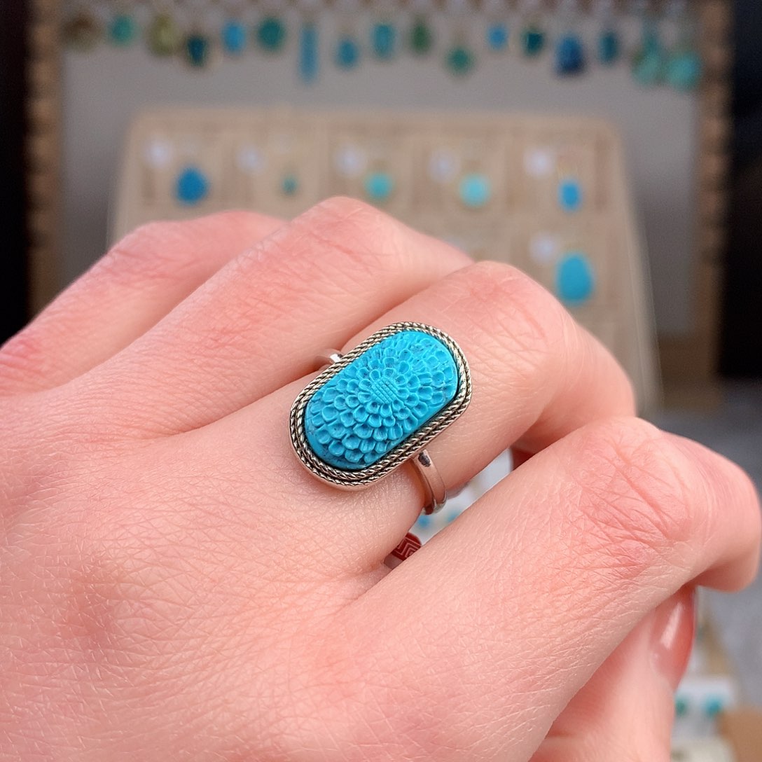 绿松石戒指银S925镶嵌