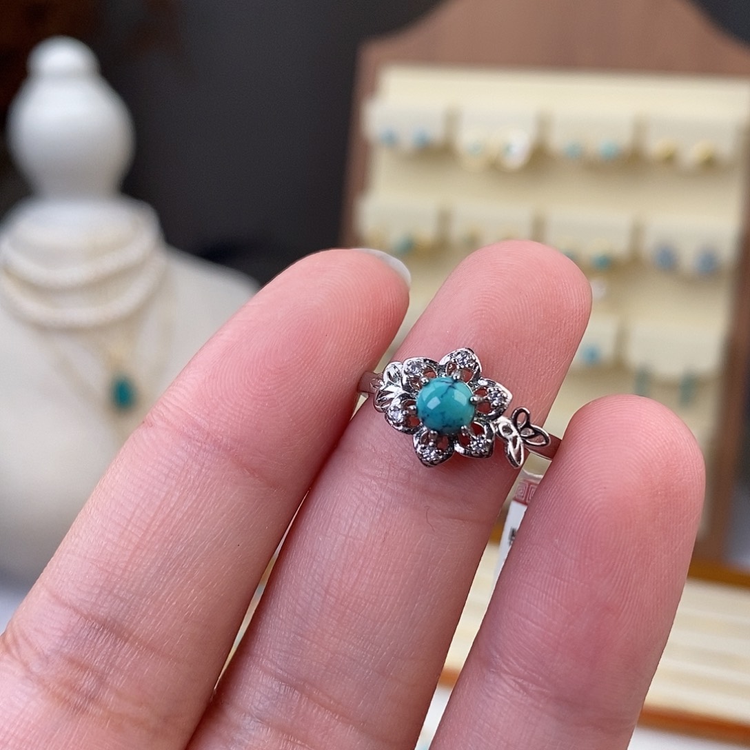 绿松石戒指银S925镶嵌