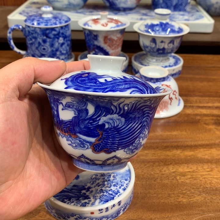 自成堂柴窑 龙凤盖碗