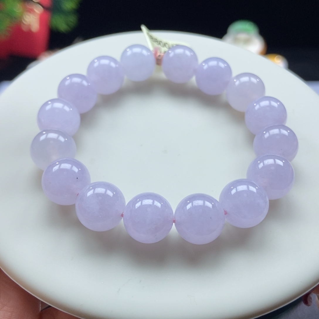 翡翠颈饰未镶嵌翡翠樱花粉紫手串卡11+