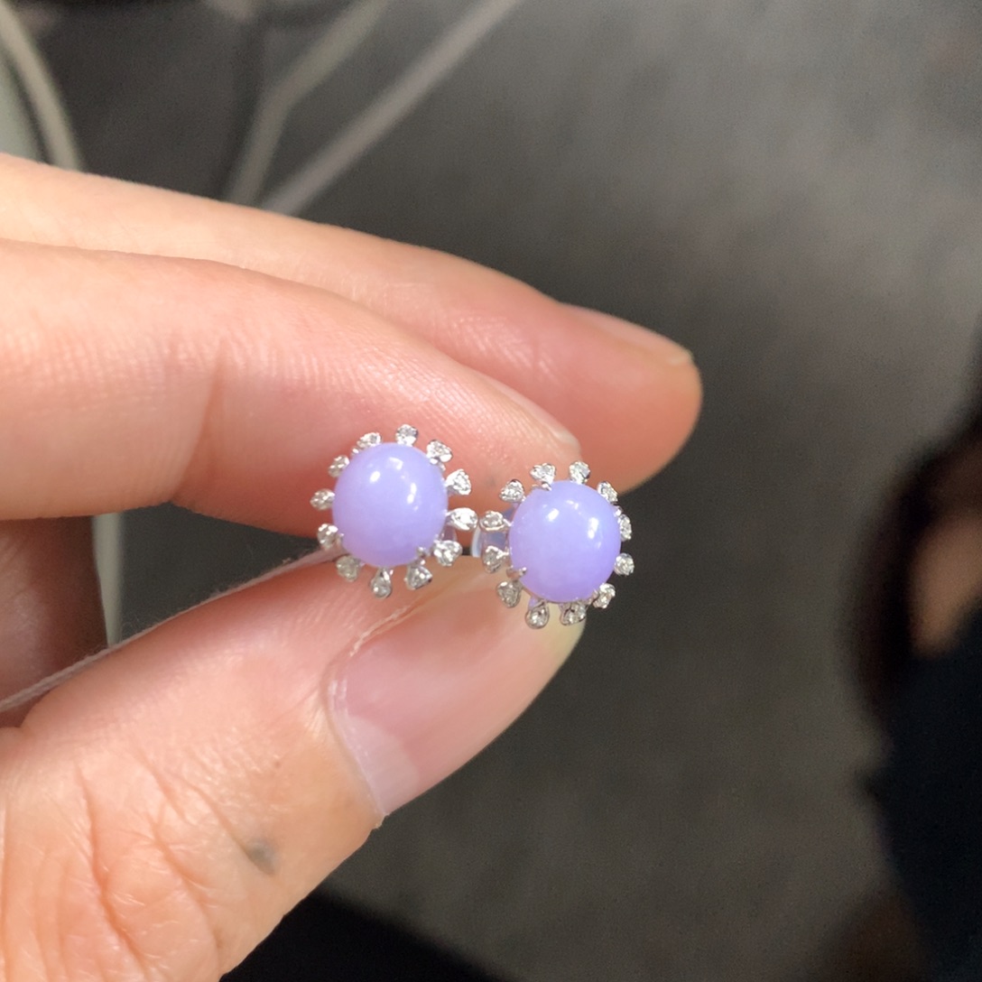 翡翠耳饰18K金镶嵌翡翠