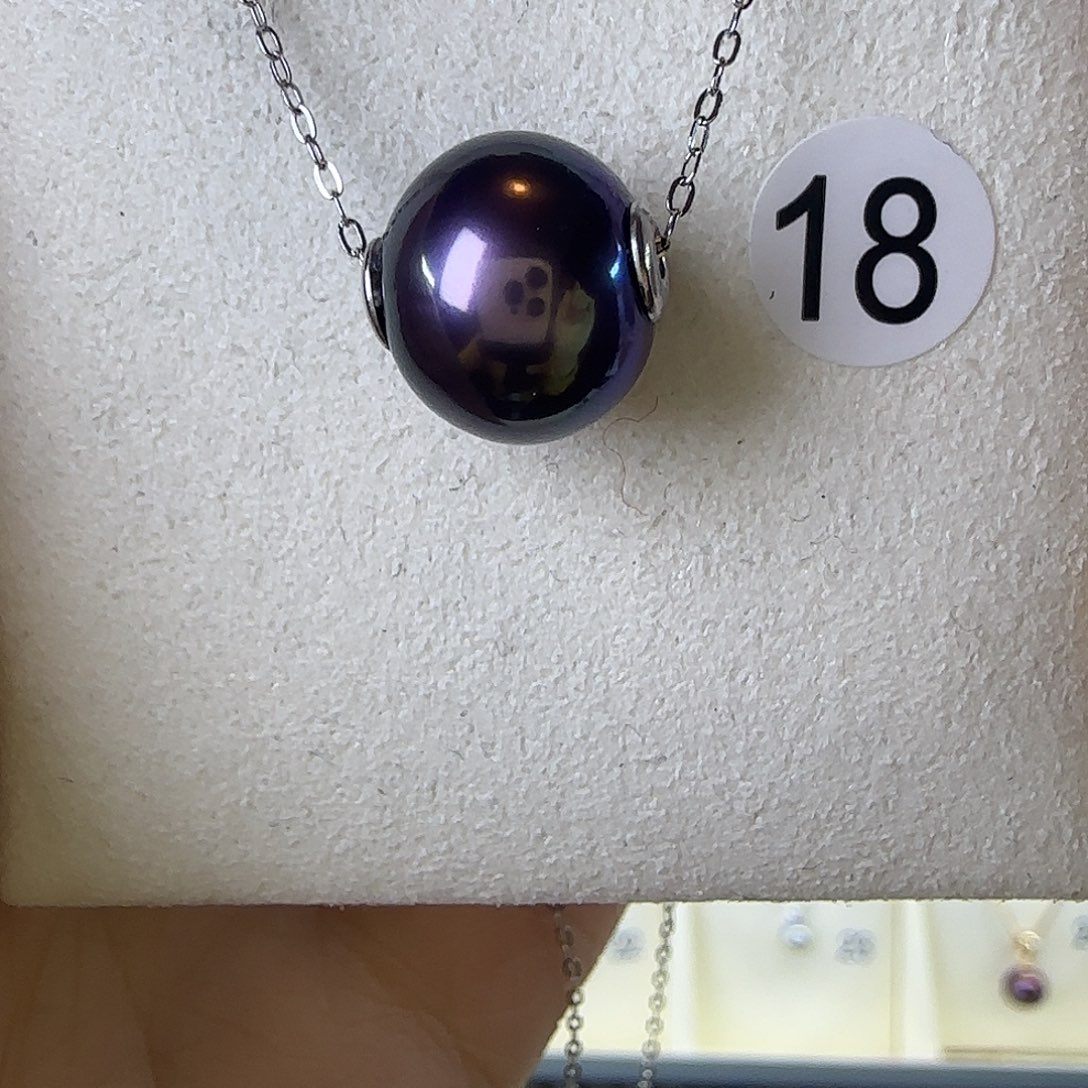 淡水珍珠银S925镶嵌颈饰11～12路路通吊坠