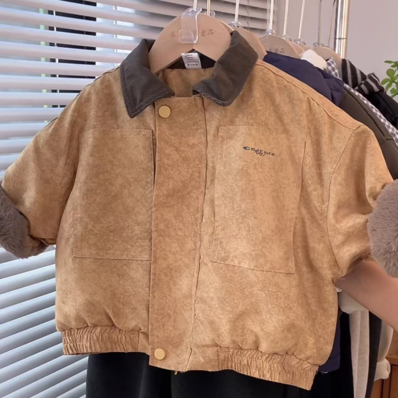 黄外套男童女童韩版棉服秋冬季新款儿童加绒棉袄宝宝洋气保暖上衣