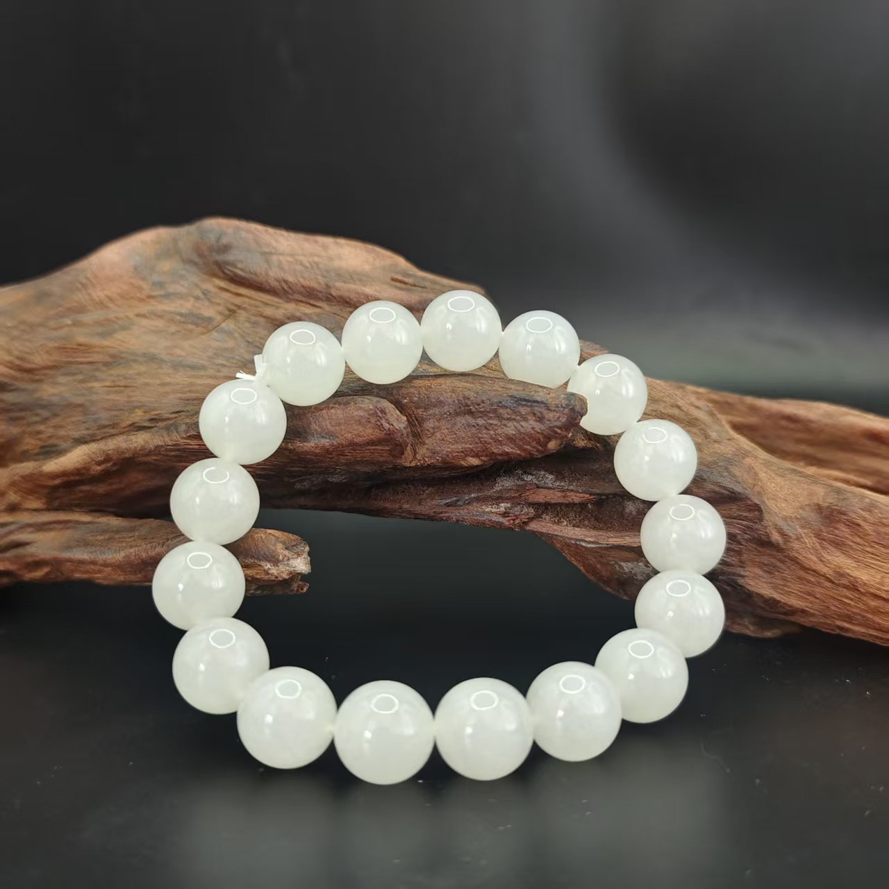 Z和田玉烟紫圆珠手串（卡12）0088