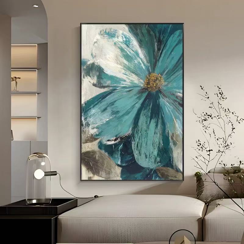 北欧抽象艺术花卉装饰画适合玄关客厅沙发背景墙大幅挂画高级感