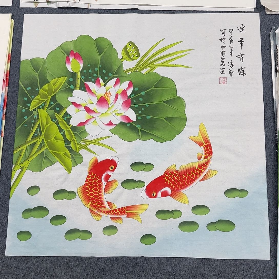 国画尺寸70X70手绘作品 