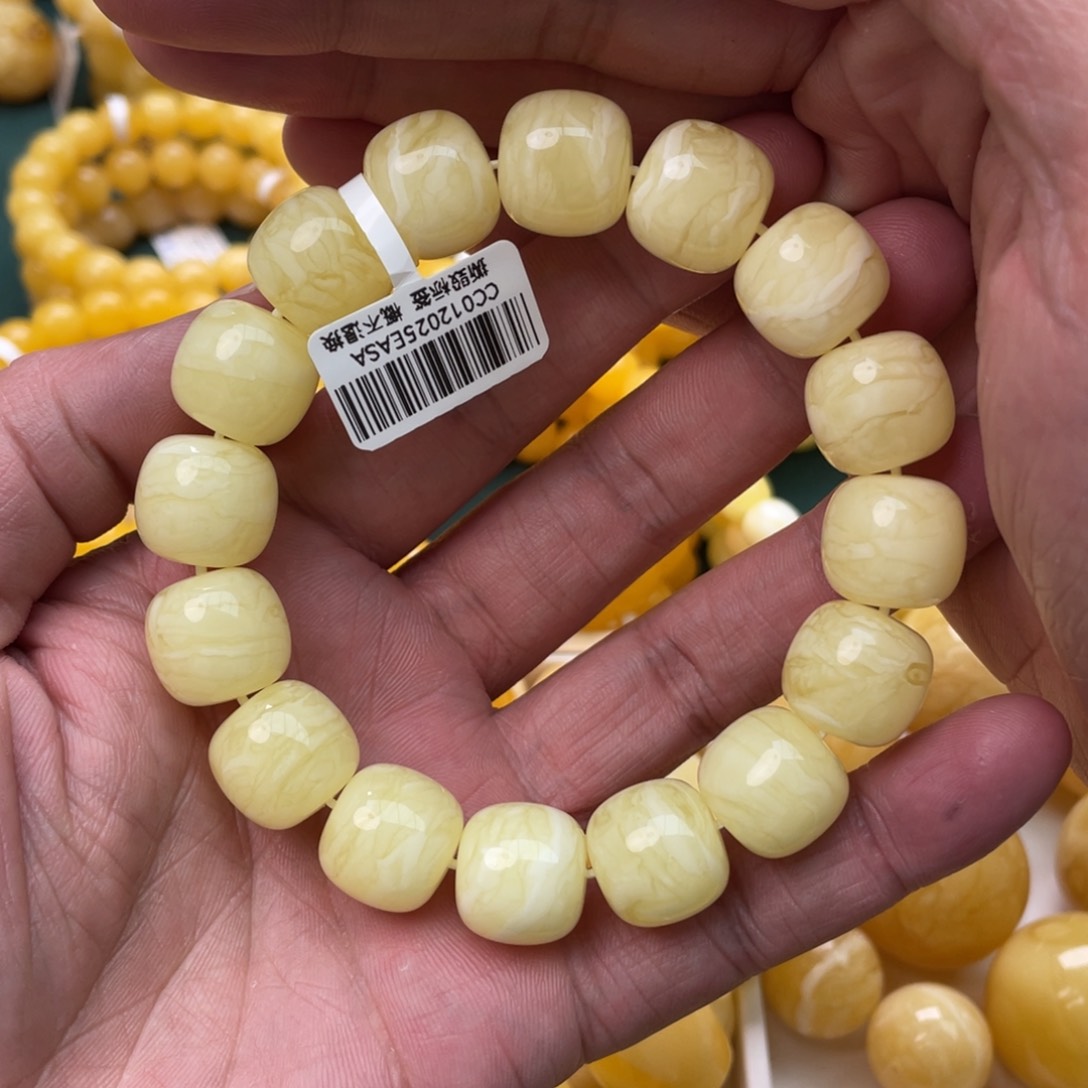 蜜蜡珠宝奇石未镶嵌15mm焦皮同料虎皮老型手串34