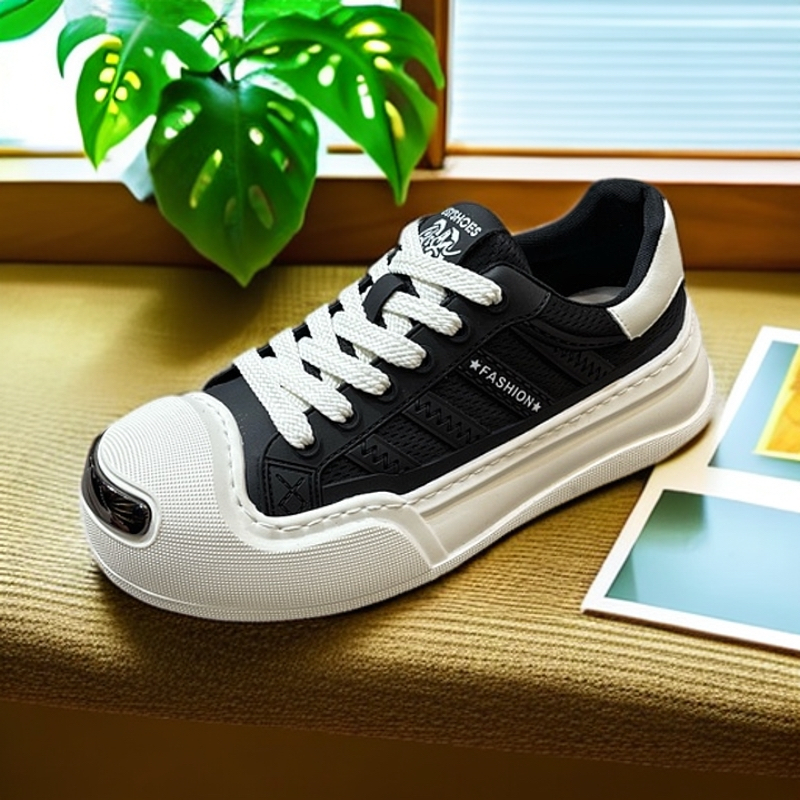男鞋潮流厚底潮鞋宽脚板鞋时尚休闲轻便春季夏季系带百搭韩版透气