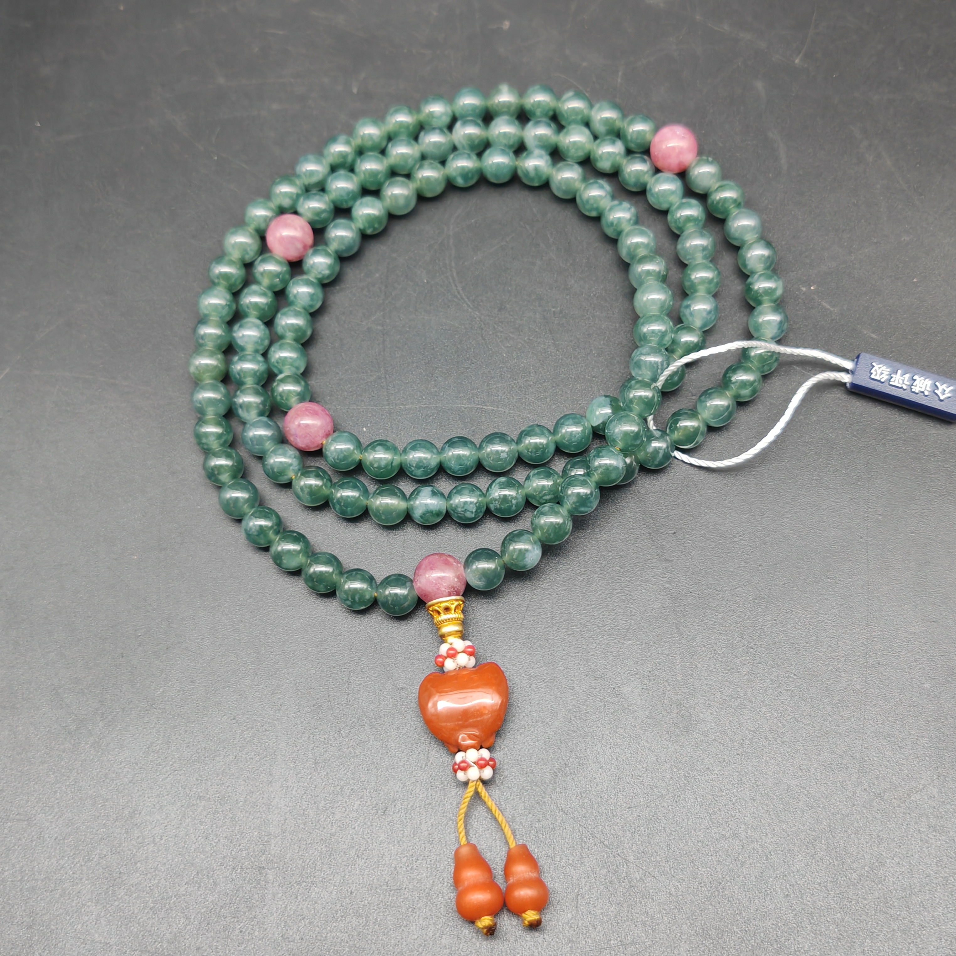 清 翡翠108颗珠串 89040 Y豆