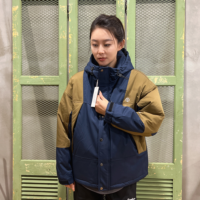 冬季拼色潮流防泼水男士连帽棉服加厚宽松版棉衣ins外套GS1294