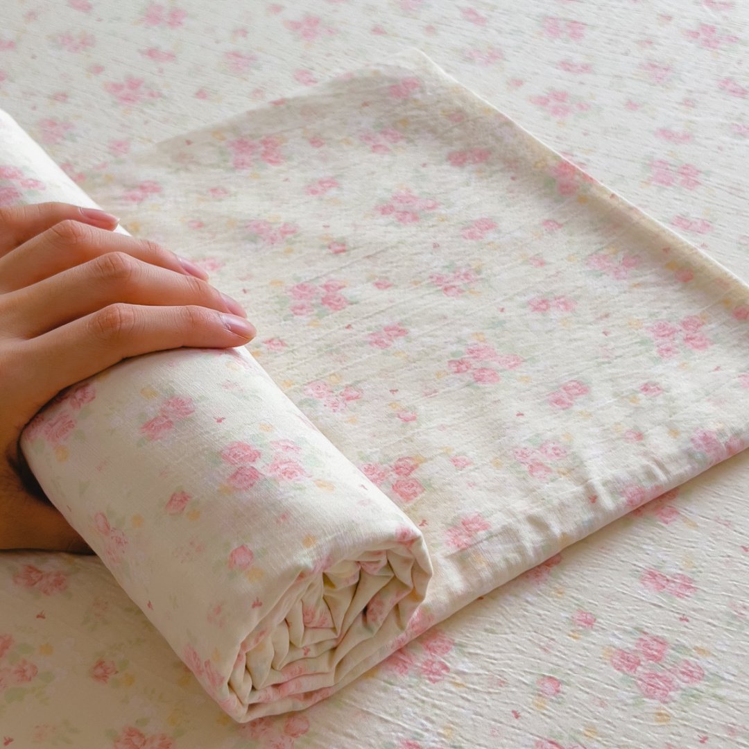 【春樱双层纱床单】200*240cm夏季新款亲肤柔软双层纱床单碎花单人