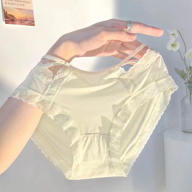 日系女士纯欲女内裤夏季轻薄性感蕾丝速干甜美少女风三角短裤棉裆